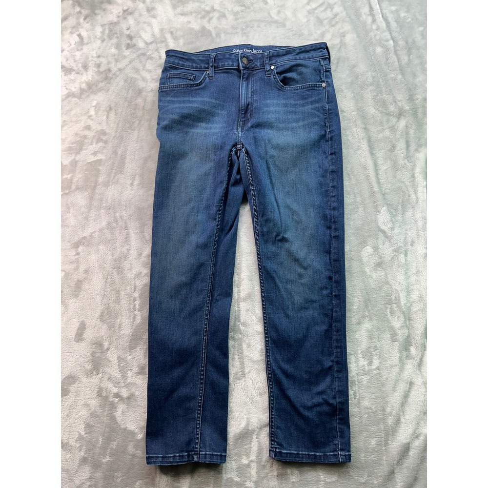 Calvin Klein Jean Slim Boyfriend Fit Dark Wash Stretch Denim Mid Rise Jeans Sz 8